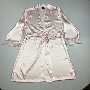 Apt. 9 Pink Satin Kimono Robe with chiffon ruffle on sleeves